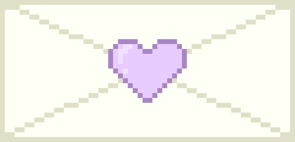 Pixel art invitation envelope with a heart seal